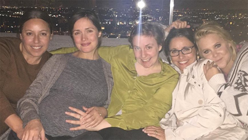 famouslive's tweet photo. Has @lenadunham confirmed  #RoseByrne pregnant? #girlsnightout @amyschumer  @JuliaLouisDNet
https://t.co/YPIQhqhJmn https://t.co/DB8aTKIjaT