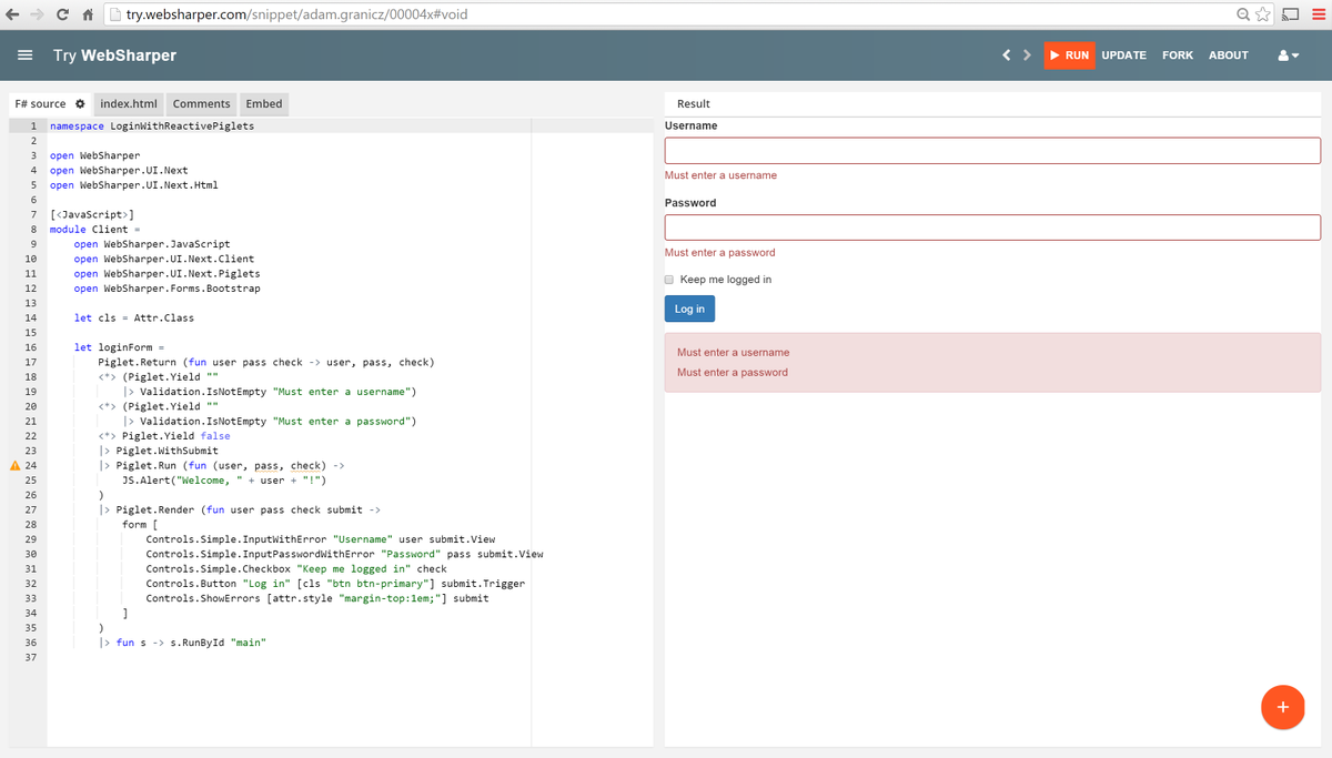 granicz's tweet photo. A login form w/ WebSharper.Forms https://t.co/dWLz37m7tt #fsharp #websharper #trywebsharper #bootstrap #javascript https://t.co/FWnsI3J5nv