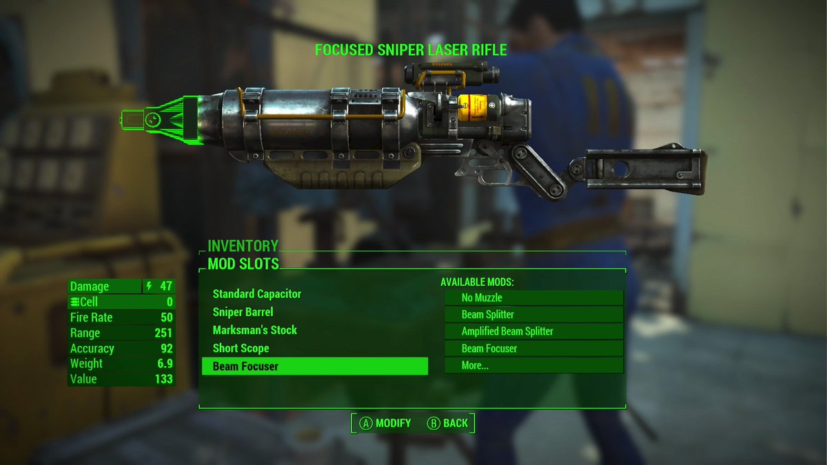 Fallout's tweet photo. With over 50 base weapons and 700 modifications, what would be your dream weapon to custom? #BestBuyVaultParty https://t.co/PKcuMWcuxO