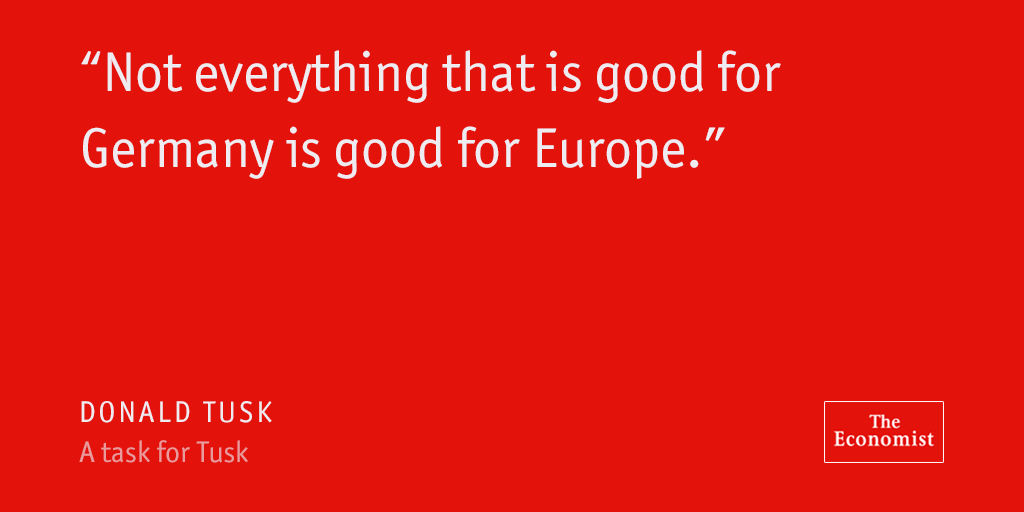 TheEconomist's tweet photo. Our Charlemagne columnist spoke to Donald Tusk, the president of the European Commission https://t.co/rgwjuJgXbI https://t.co/RddMY6Z7tC