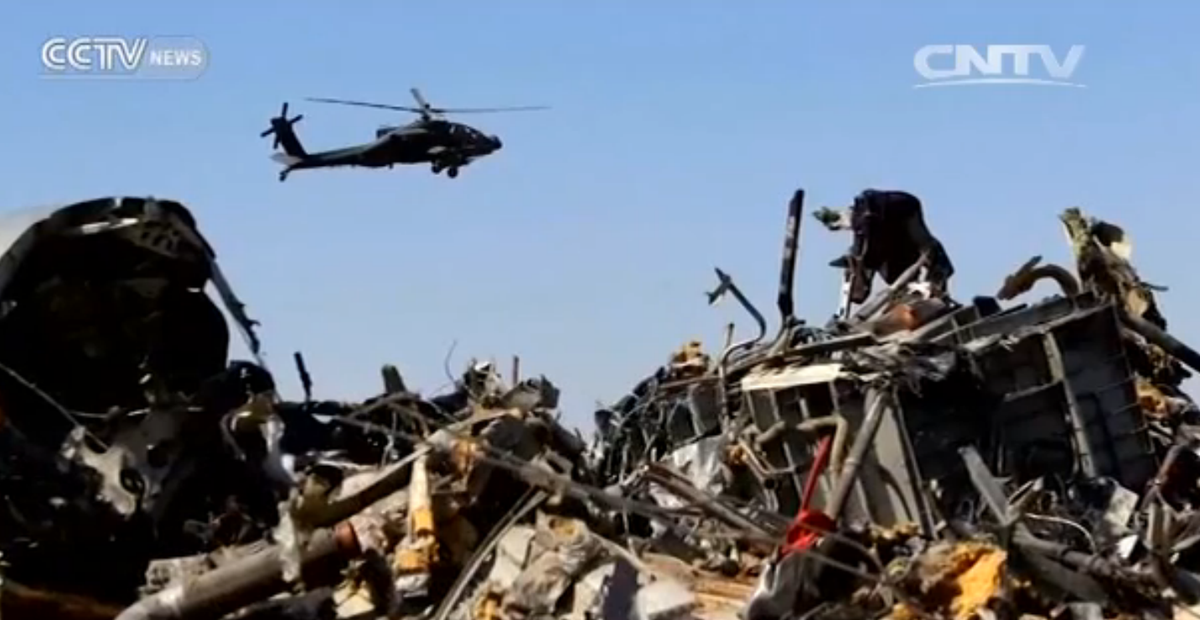 CCTV's tweet image. #Heatflash was detected by US satellite at the time of the #Metrojet #A321 crash. ow.ly/Udqcr