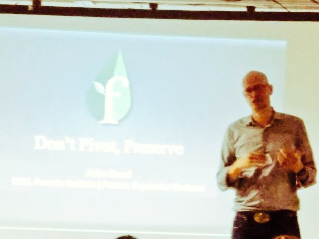 RocketSpace's tweet photo. .@adeoressi @RocketSpace tonight: a company dies when the founder gives up. #dontpivot #entrepreneurship #founders https://t.co/QVFpoRAYSc