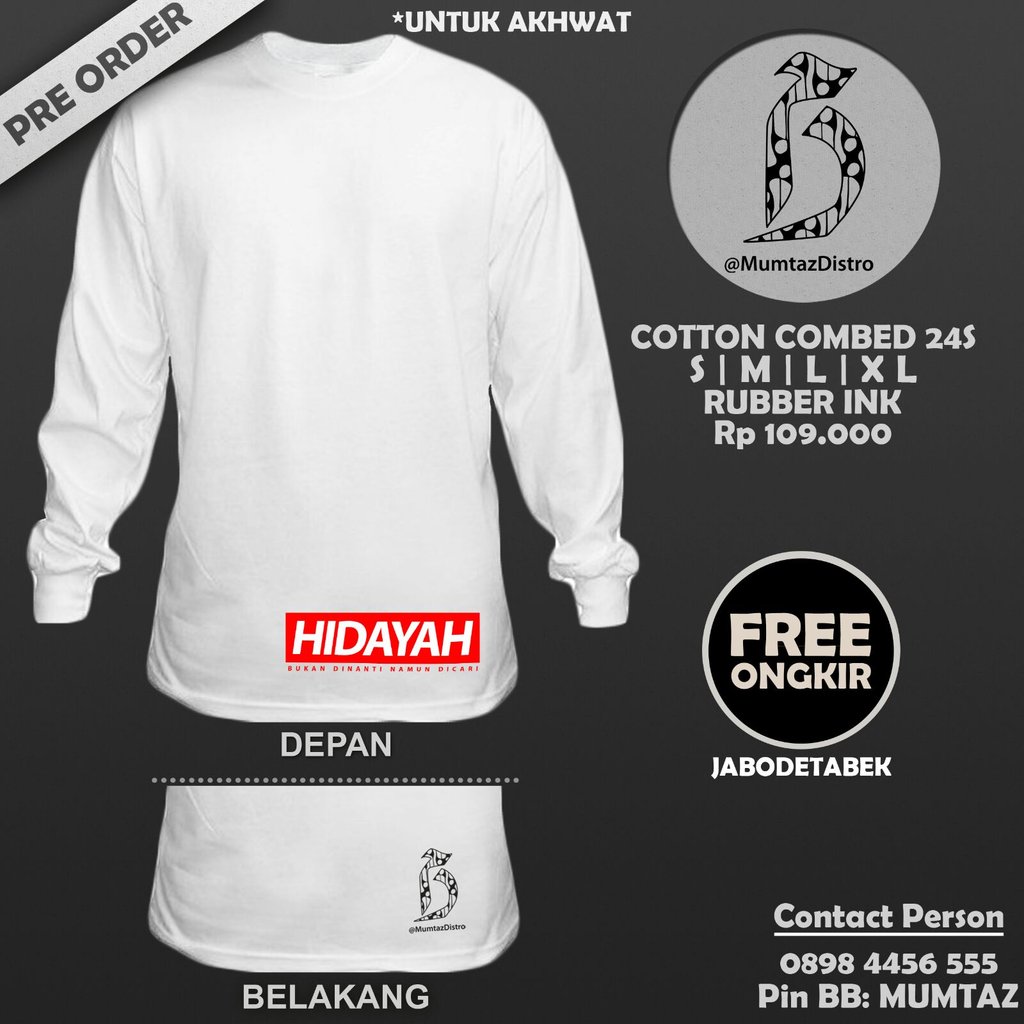 MumtazDistro's tweet photo. Ready Stock T-Shirt Exclusive HIDAYAH "Bukan Dinanti Namun Dicari" Order Now! WA: 08984456555 BBM: MUMTAZ / 5A281B03 https://t.co/lcW7KqI5vT