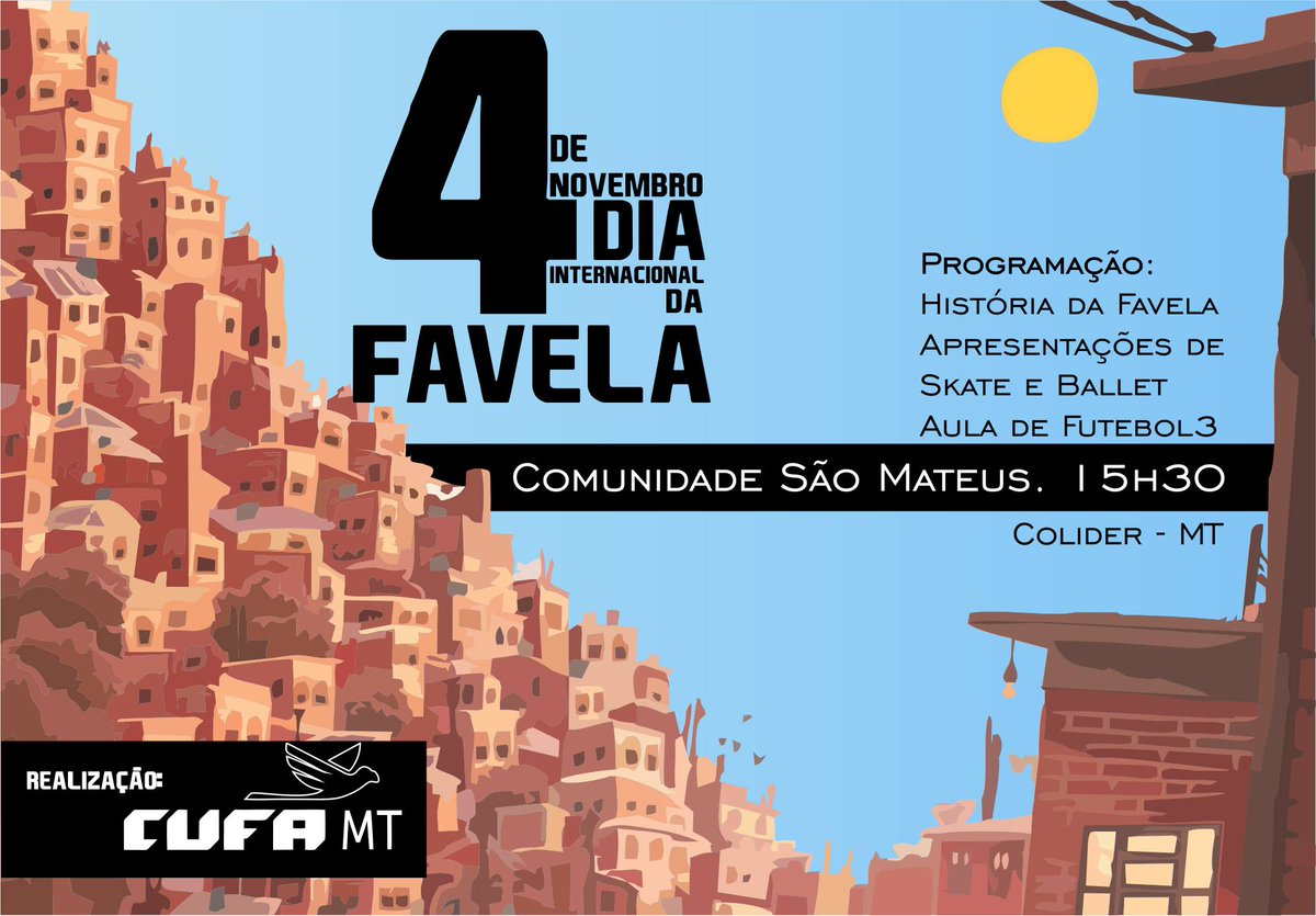 cufacolidermt's tweet photo. Hoje é o #DiaInternacionalDaFAVELA
https://t.co/G96okImP1f
@LayDomings @celsoathayde @pamela_mercurio @wgaldino3 https://t.co/yhZvNcrQhC
