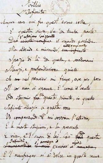 giulydegreg's tweet photo. La stesura dell'idilio "L'infinito" avviene in maniera spontanea e con pochissime modifiche. #leopardeide https://t.co/eIvPHtM7EL