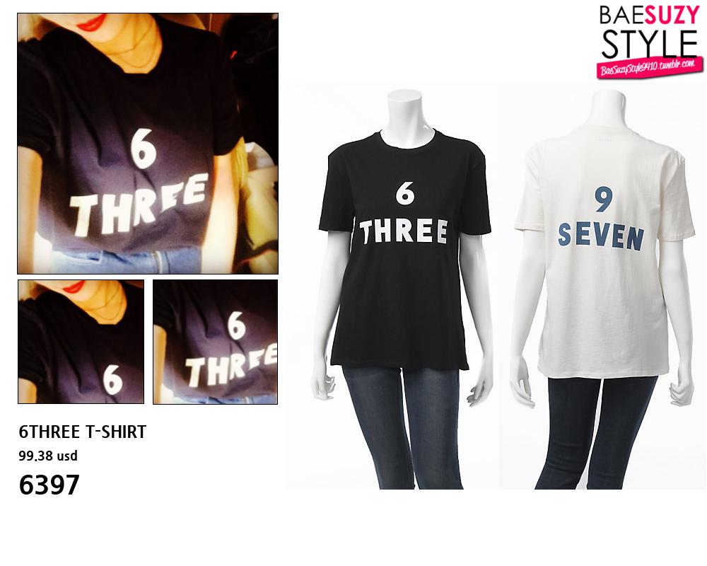 SUZYSTYLE9410's tweet photo. [ #BaeSuzyStyle ] <6397> 6Three T-shirt @missA_suzy 💋. #수지 #미쓰에이 #6three #tshirt #6397 #suzy #fashion #baesuzy https://t.co/bHyx9jcYG2