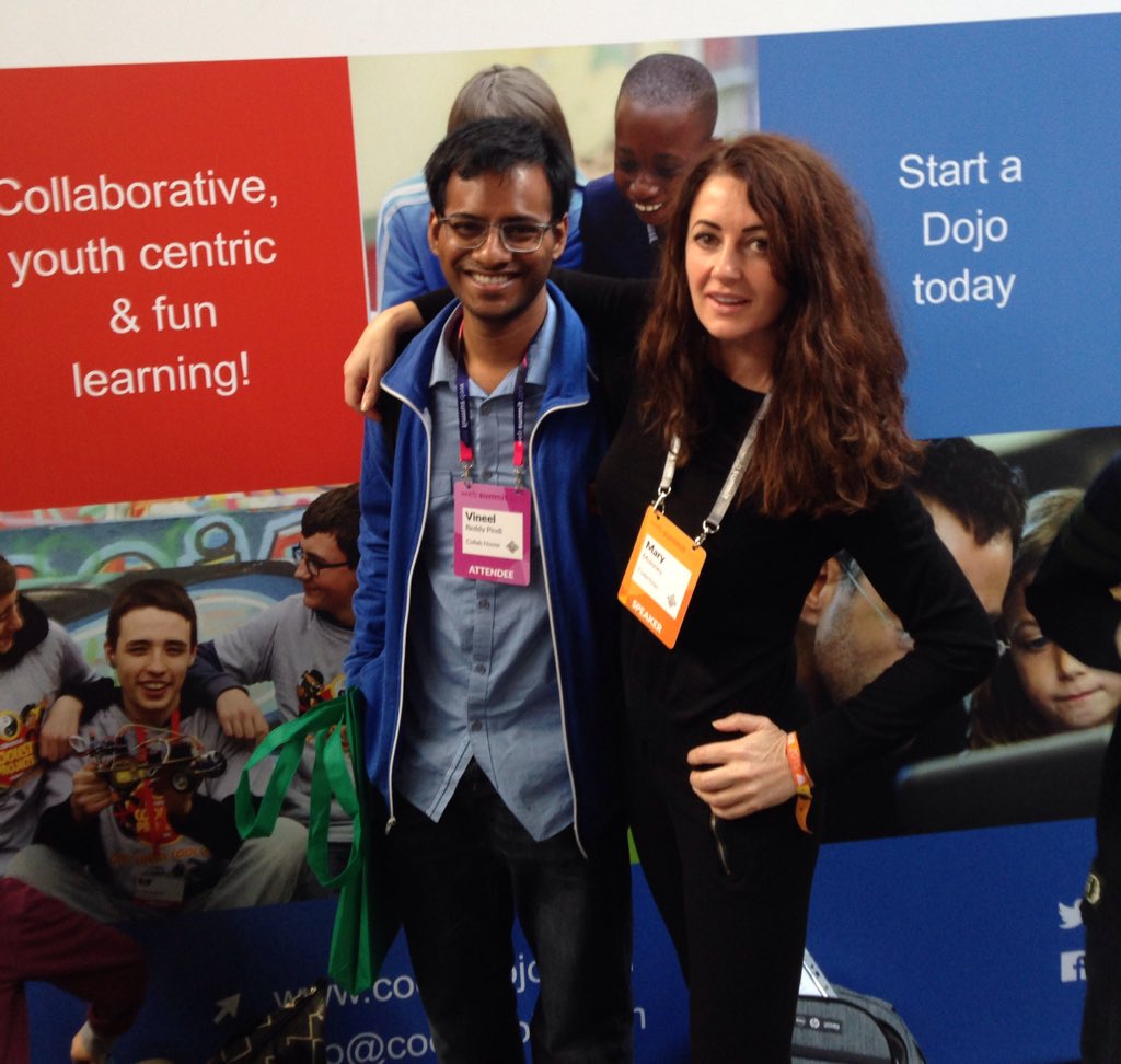 vineelreddy's tweet image. Was awesome meeting you @marydunph Thanks for all the support @CoderdojoErode @CoderDojoBLR More soon! #websummit