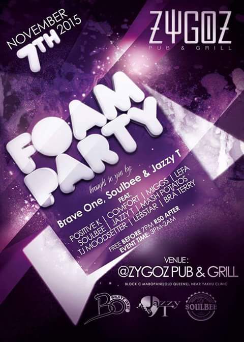 DjSoulBeeSA's tweet photo. F O A M.   P A R T Y.  @zygozpub this Saturday https://t.co/6bDhL2y0PL