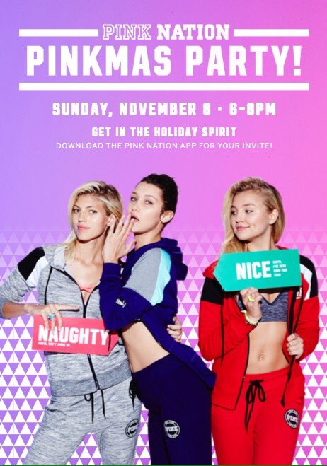 GMUPINK's tweet photo. PINKMAS is coming! Get your invite for this exclusive in-store event happening Sunday! 💕 #GMUPINK #PINKReps https://t.co/NmbVbOnFvi