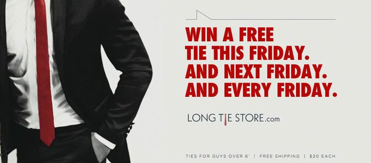 LongTieStore's tweet photo. We are giving away 10 free XL ties each Friday until Christmas. Enter to win here: https://t.co/60KCAZrowe https://t.co/mksSV8TYaL