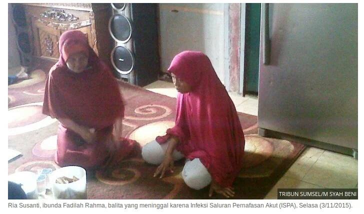 PoskoSIKAP's tweet photo. Meninggal dunia di Palembang bayi bernama Fadilah Rahma 1,5th karena  ISPA akibat kabut asap https://t.co/Z5ZABoSltM https://t.co/xGc11qRFR4