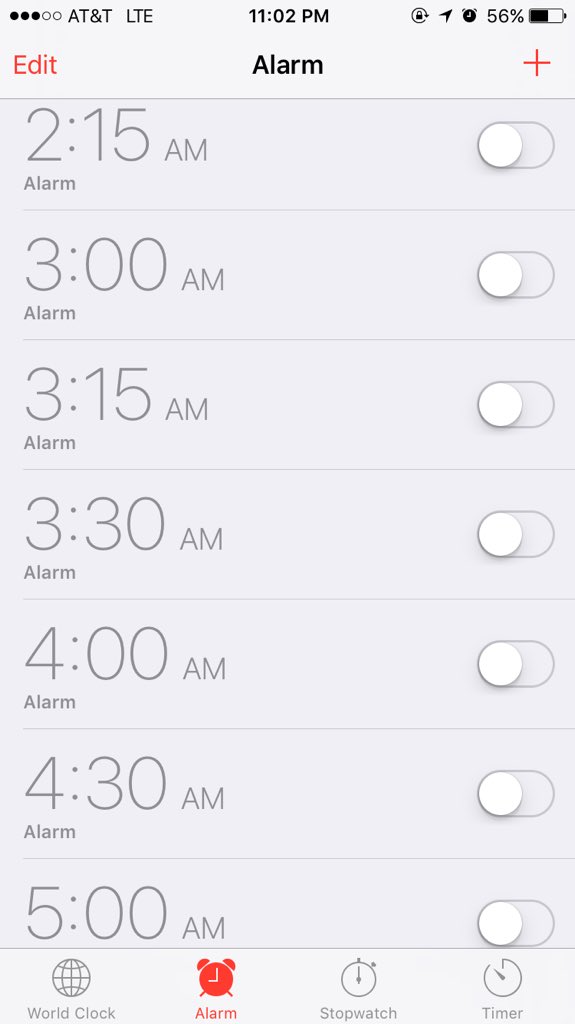 B_Plaisance's tweet photo. The fact that these alarms exist on my phone is crazy..... 😔 #PharmacySchoolProbs #ISleepWhenImDead https://t.co/g8h2Cv1UVg