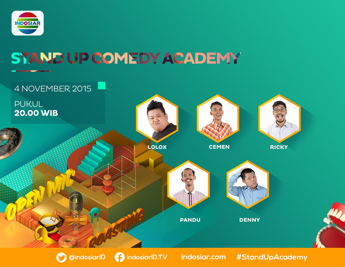 Indosiar's tweet photo. Nonton @siLoLox @MasCemen @RickyWattimena @PanduWinoto13 @DennyGitong di #StandUpAcademy malam ni pkl 20.00 WIB https://t.co/apRvs9hrbt