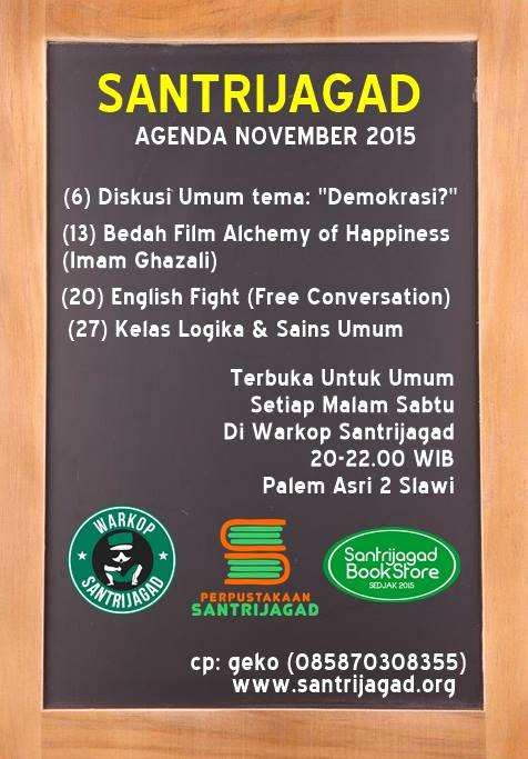 infotegal's tweet photo. Agenda Santrijagad bulan November 2015, terbuka untuk umum #eventgl
https://t.co/BPf90VB8BT by @santrijagad