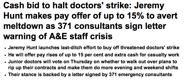 > 400 UK EM consultants warn of risks to patients from imposing #juniorcontract 

dailym.ai/1iBtyRB