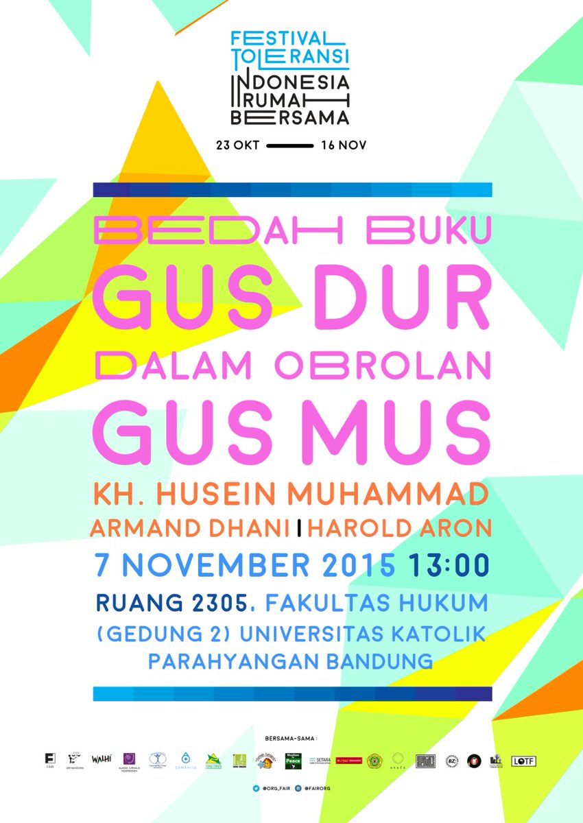 org_fair's tweet photo. bedah buku dan diskusi, bersama Buya Husein, Arman Dhani dan Harold Aron. @savicali @Haidar_Bagir @acenghusni https://t.co/ZzGUH5L9P4