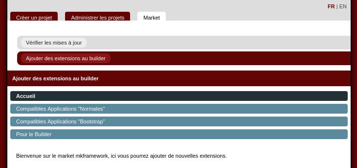 mkframework's tweet image. Le #mkframework propose désormais un #market qui permet d&apos;ajouter vos extensions #diy 
mkframework.com/news.html