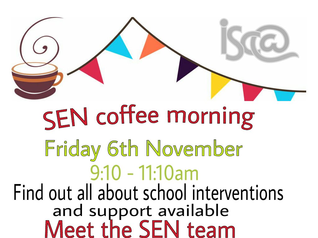 Our SEN team are holding a coffee morning on Friday to share how we work with our SEND students.