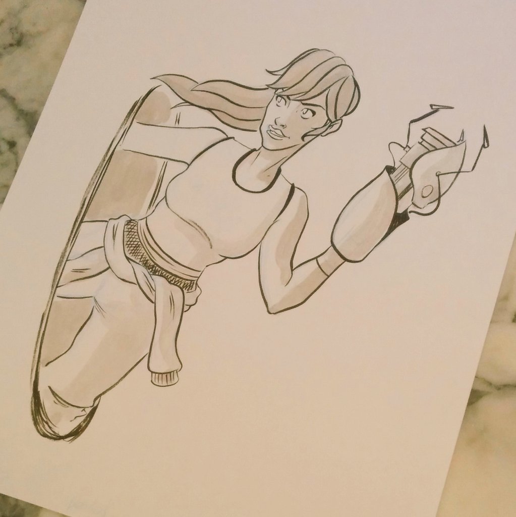 Hibi_'s tweet photo. I should play #portal once :) #day30 #inktober #espaceclos #hibi #thefrenchinktober #geek #game https://t.co/5V698KjhVL