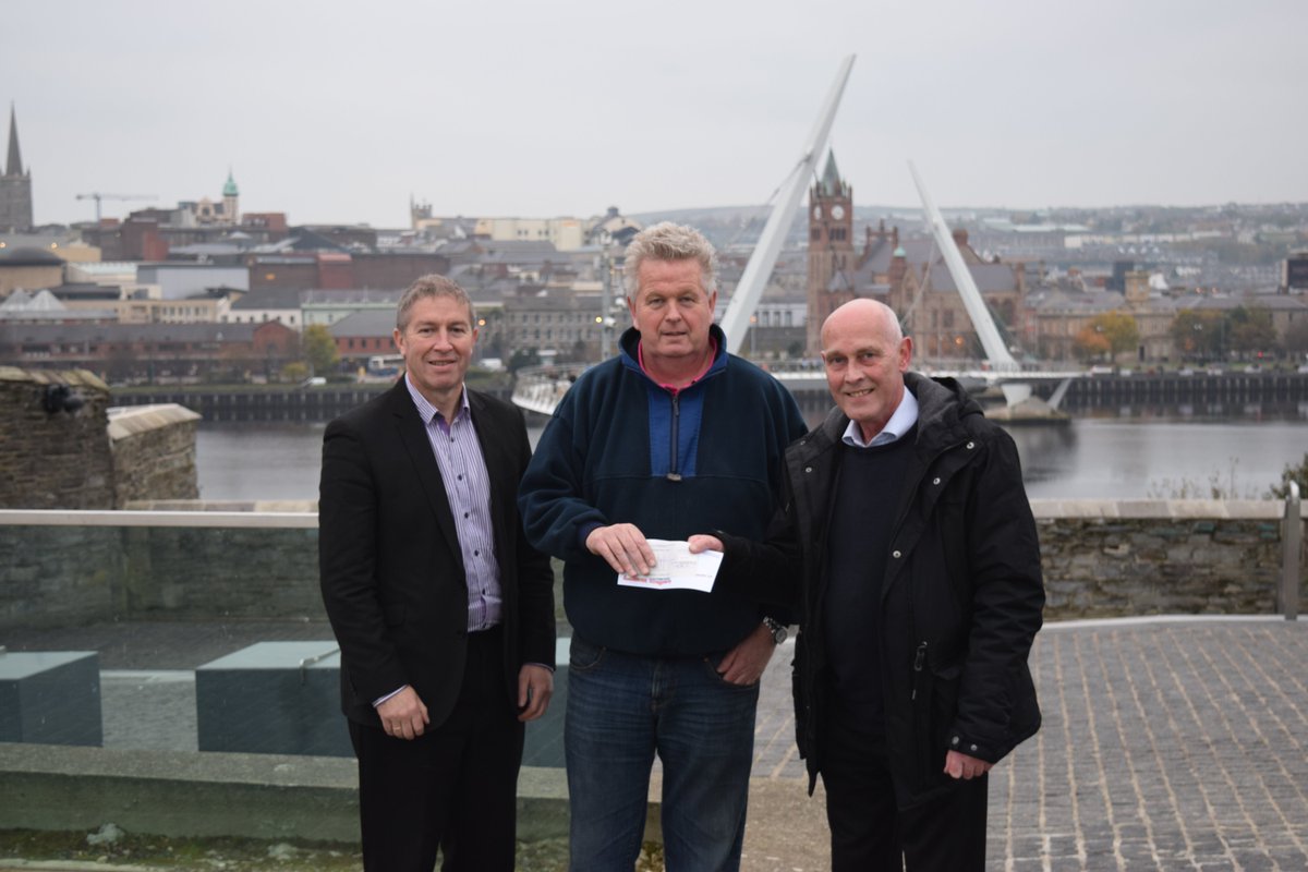 <a href="/ChateauLeFear/">FunFair Ebrington</a> presents cheque to #FoyleMS, the supported charity for the haunted house at #YourEbrington