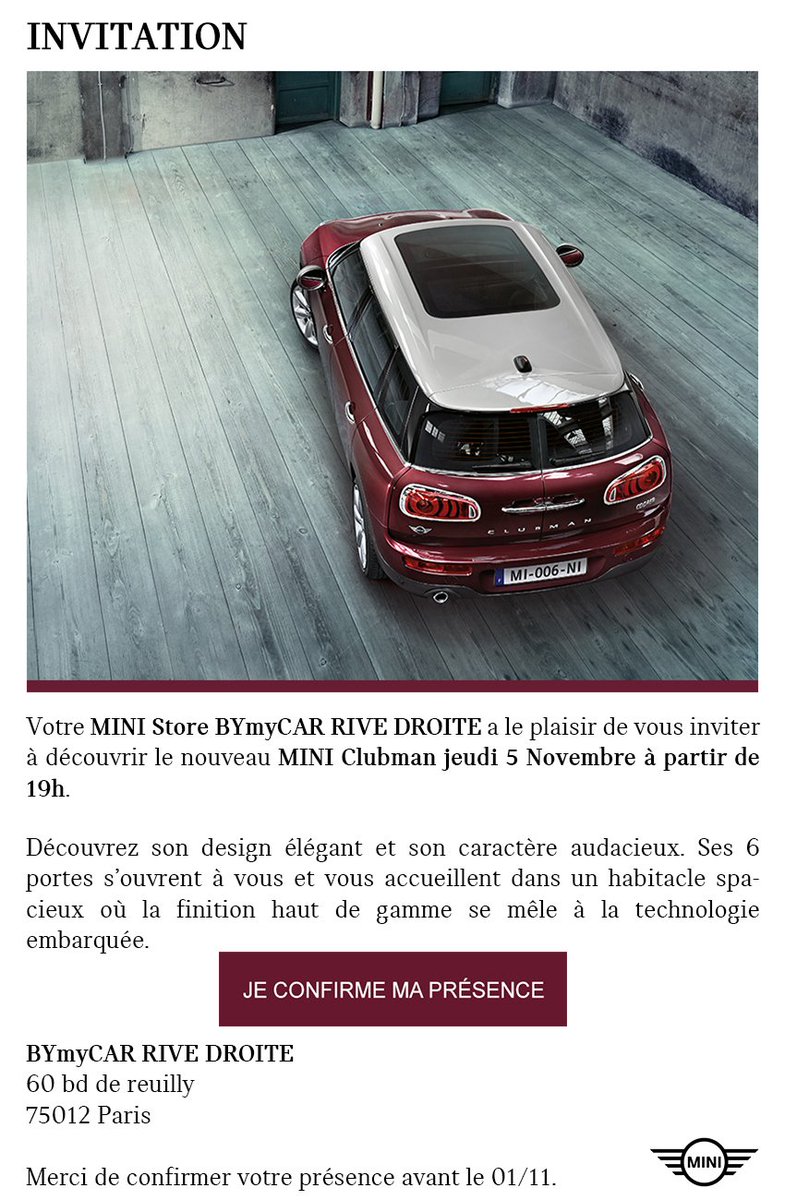 BYmyCARMINI's tweet photo. @AndreaBarlesi Merci pour le #RT. Demain soir nous lançons le nouveau CLUBMAN. Tu es le bienvenu si tu es disponible https://t.co/8hNCe7kPaV
