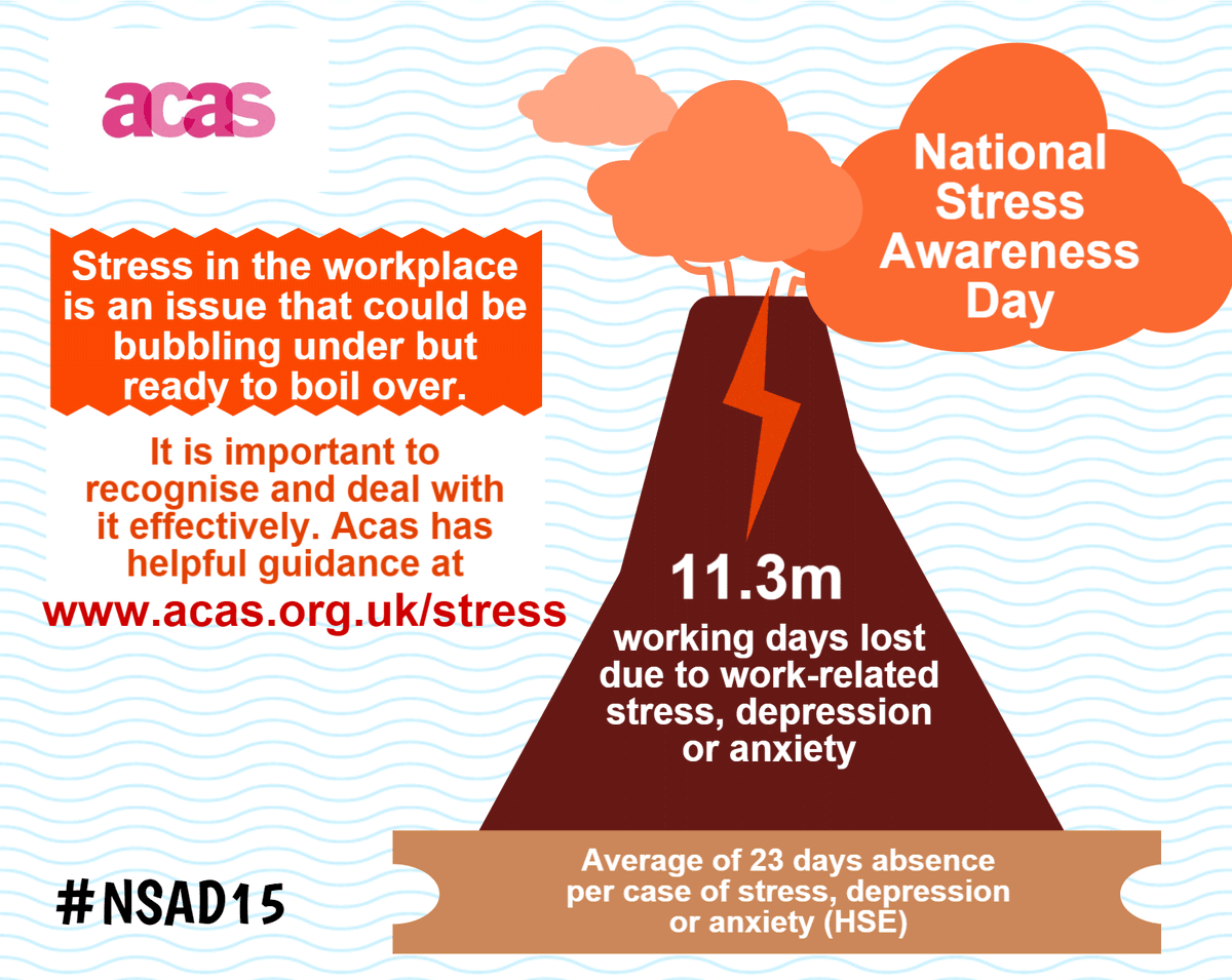 acasorguk's tweet image. Today is National #StressAwarenessDay. Acas guidance on stress in the workplace: acas.org.uk/stress #NSAD15