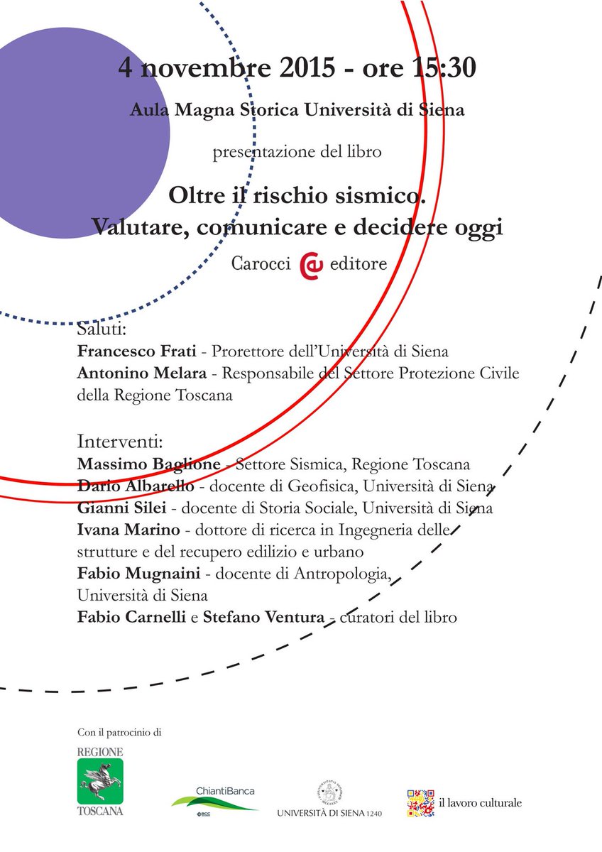 ilDrugo_SA's tweet photo. Oggi 4 novembre - ore 15.30 #universitàdisiena #rischiosismico #presentazionelibro @ivanamarino24 https://t.co/2zddAKkYgH