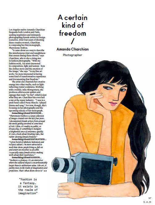 Amazing photographer <a href="/AmandaCharchian/">amandacharchian@gmail.com</a> is interviewed in our first print issue