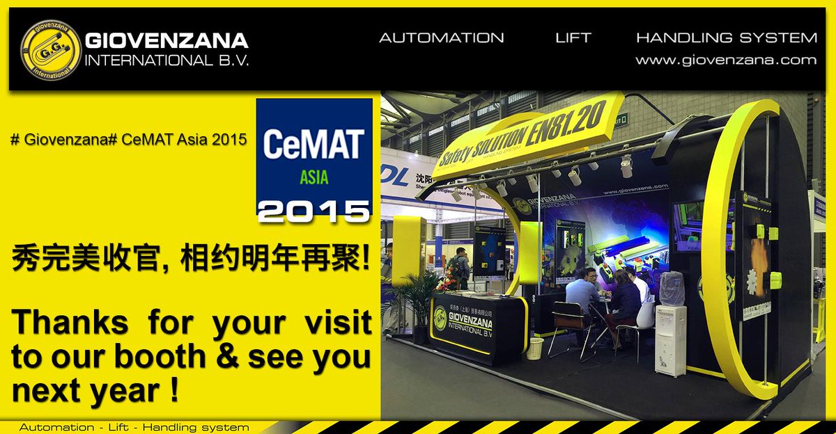 GG_Int_BV's tweet photo. #Giovenzana #CeMATAsia2015 秀完美收官, 相约明年再聚！
Thanks for your visit to our booth &amp; see you next year! https://t.co/Uh2J5vLdM1