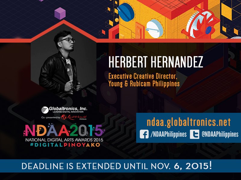 NDAAPhilippines's tweet photo. Herbert Bautista, Executive Creative Director, Rockstar, and #NDAA2015 Judge!

https://t.co/WbTDe9HkPM https://t.co/ZsI6FQqBYK