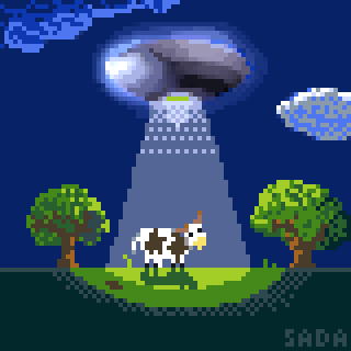 AmstrAmiga's tweet photo. A sort of Normande cow UFO for @Pixel_Dailies #pixel_dailies #pixelart
Made with @PyxelEdit https://t.co/HSd8gToN5m