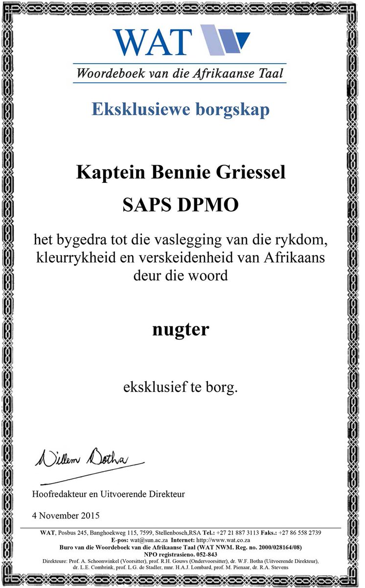 Nou het Bennie ook sy deel gedoen.