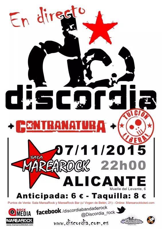 07/11 <a href="/salamarearock/">Sala Marearock</a> #Alicante junto <a href="/loscontranatura/">Contranatura</a> y <a href="/tuicionliberal/">tuicionliberal</a> Anticipadas.- marearockticket.com