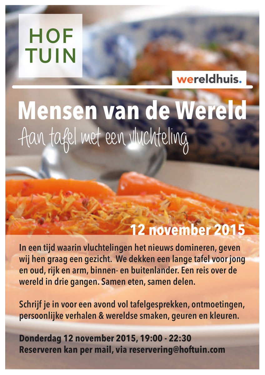 hoftuin's tweet image. Ons diner op 12-11 is vol, maar...we zoeken nog een fotograaf! Op vrijwillige basis, unieke avond met #vluchtelingen