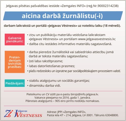 DarbsTev's tweet photo. #Vakance #TeIrDarbs ”Zemgales Info” aicina darbā žurnālistu(i) https://t.co/KByqsAaU1h https://t.co/AUAPCs4VM1 (@7GURU)
