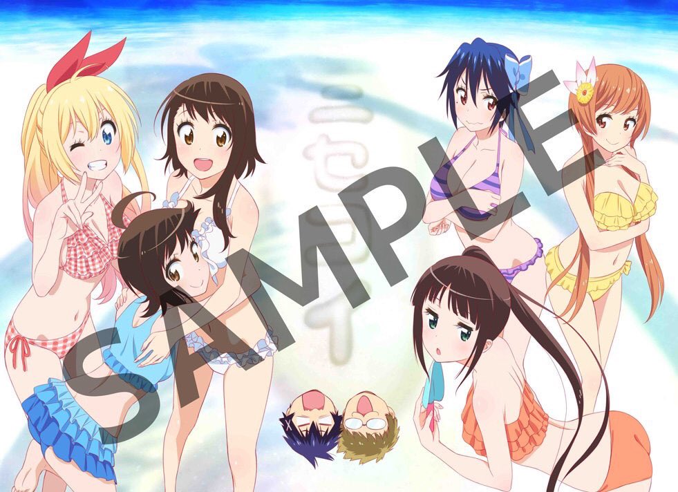 Uzivatel 小野寺小咲 Na Twitteru それと ニセコイ Dvd全巻購入特典の全6巻を収納できる全巻収納boxのジャケットイラストが公開されたよ 今回は海を背景にした水着姿の私たちニセコイキャラクターの集合イラストとなってるんだって Nisekoi T Co
