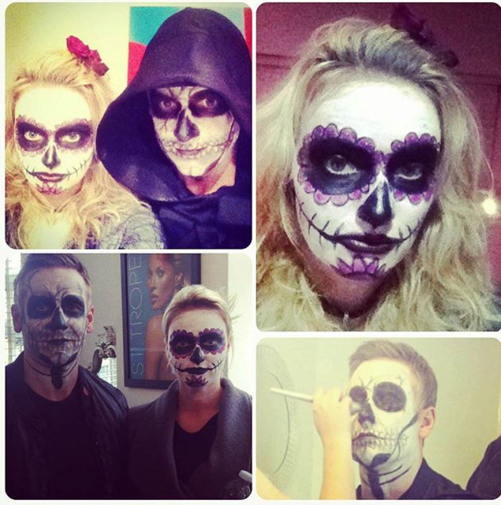 makeupbygeorg's tweet photo. Husband and wife, Mexican sugar skull &amp; skeleton #halloweenmakeup https://t.co/lBoCoPT8Mo
