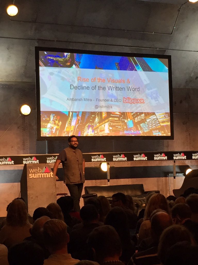 rishmitra's tweet photo. Enjoyed my talk on Rise of the Visuals, #AugmentedReality, #InternetOnThings at #websummit - thanks @WebSummitHQ https://t.co/RV7M5now7C