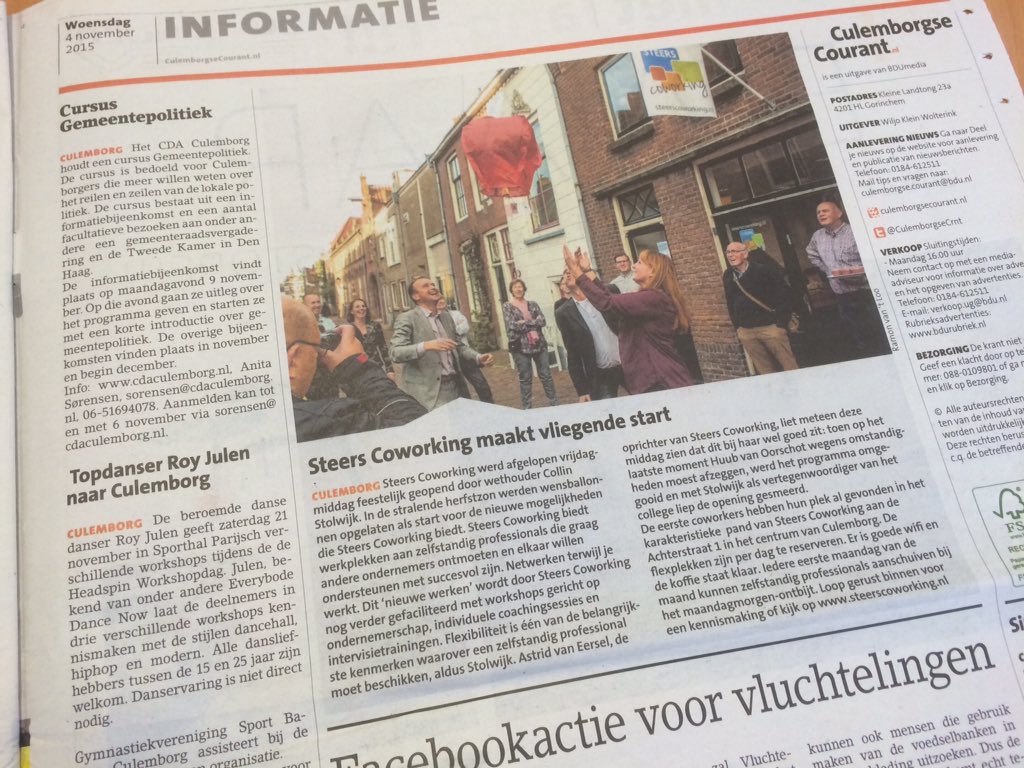 businesshakken's tweet photo. Wauw! We staan in de @CulemborgseCrnt 😊 #stoer #zzp #ondernemen #coworking https://t.co/V0guACnRIg