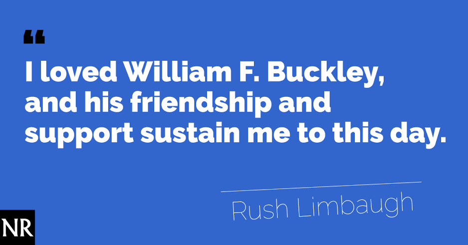 NRO's tweet image. We love &amp;amp; miss WFB too, @rushlimbaugh! Read his full piece here: natl.re/Ua1fGR