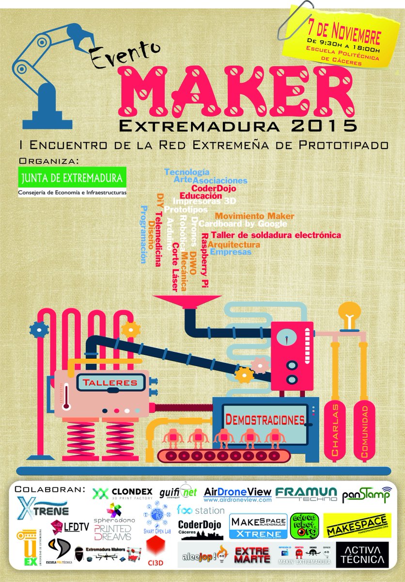 Agrotech_Ex's tweet photo. ¡Solo tres días para la #MakerExtrem2015 de #AgrotechFabLab! , con @SolEpcc  en @EPCC_Unex https://t.co/NQkQ9VPPiE https://t.co/8n6vhKFR2f