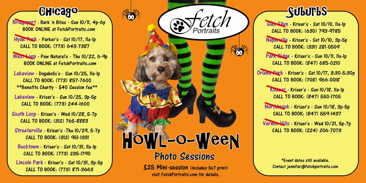 FetchPortraits's tweet photo. Only a few #chances left for #FetchPortraits #Howloween photos #Chicago! #dogs n #cats tell your #petparents! #pets https://t.co/MDLZ52pbGW