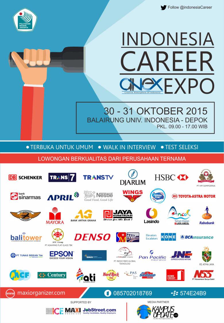 Dapatkan TIKET GRATIS #IndonesiaCareerExpo #BalairungUI 30-31 Okt'15 | Follow <a href="/IndonesiaCareer/">MAXI ORGANIZER</a> &amp; RT twit ini 1x