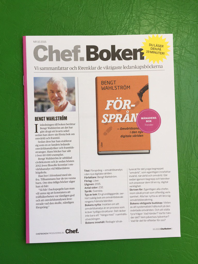 Bästa fredagsläsningen, direkt i brevlådan för Chefbokens prenumeranter. Ni andra: gå in på chef.se/chefboken