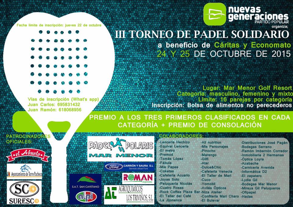 tuweb_tv's tweet photo. III Torneo solidario de pádel a beneficio de Cáritas y el economato este fin de semana en Torre Pacheco https://t.co/N8wlklowlv