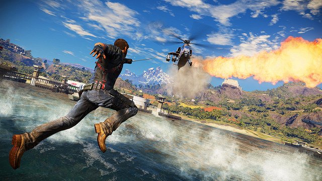 PlayStation's tweet photo. Behind the explosions of Just Cause 3: https://t.co/zMGXARzx7w Avalanche gives us a good reason for the chaos https://t.co/7XXcf3itj4