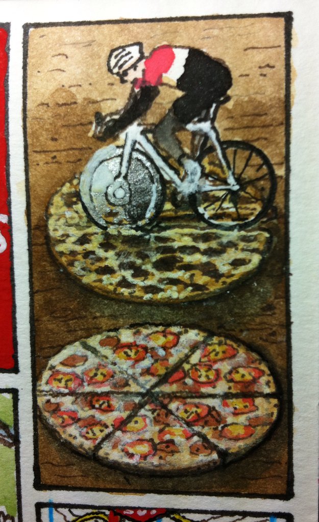 baston_john's tweet photo. Ride-thru Pizza - delicious! at Abergavenny #wiad15 @opencycling @AlbaRosaCC https://t.co/Bd9b4hfBRB