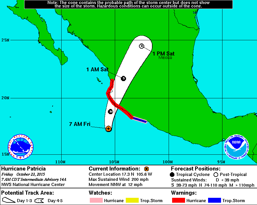 bbcweather's tweet photo. #Patricia: strongest hurricane in western hemisphere on record - "potentially catastrophic landfall" in Mexico. Jo https://t.co/utXYdi7tti