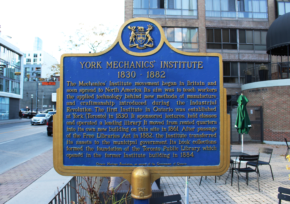 ONheritage's tweet photo. York Mechanics’ Institute housed a library + had classes for workingmen (mechanics) est. in 1830 #PublicLibraryWeek https://t.co/WodltnxgZ5