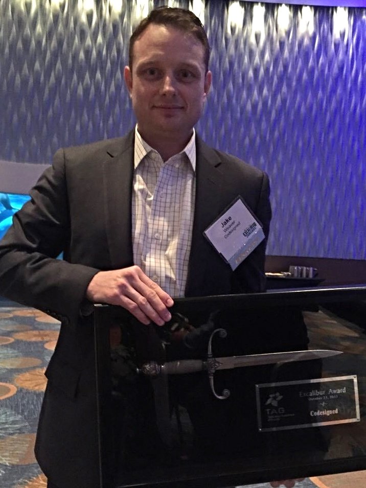 codesigned's tweet image. We&apos;re thrilled to announce that Codesigned received the 2015 Excalibur Award!  Thanks, @TAGthink for such an honor.